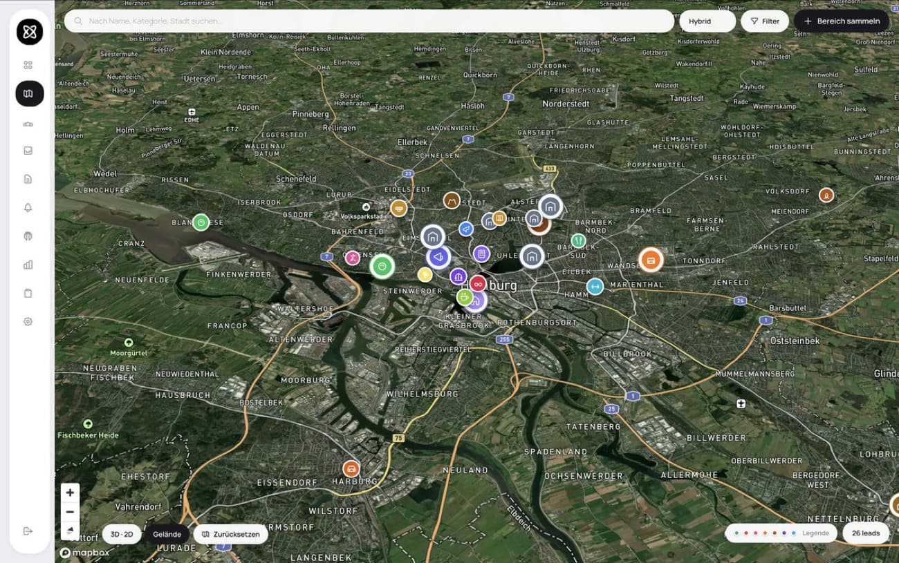 LocalFlow Lead-Karte mit Kunden in Hamburg